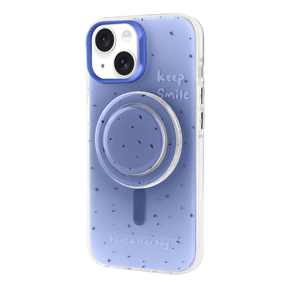iPhone Uyumlu 15 Kılıf M-safe Şarj Özellikli Tak-Çıkar Pop Soketli Zore Tiktok Kapak-Mavi