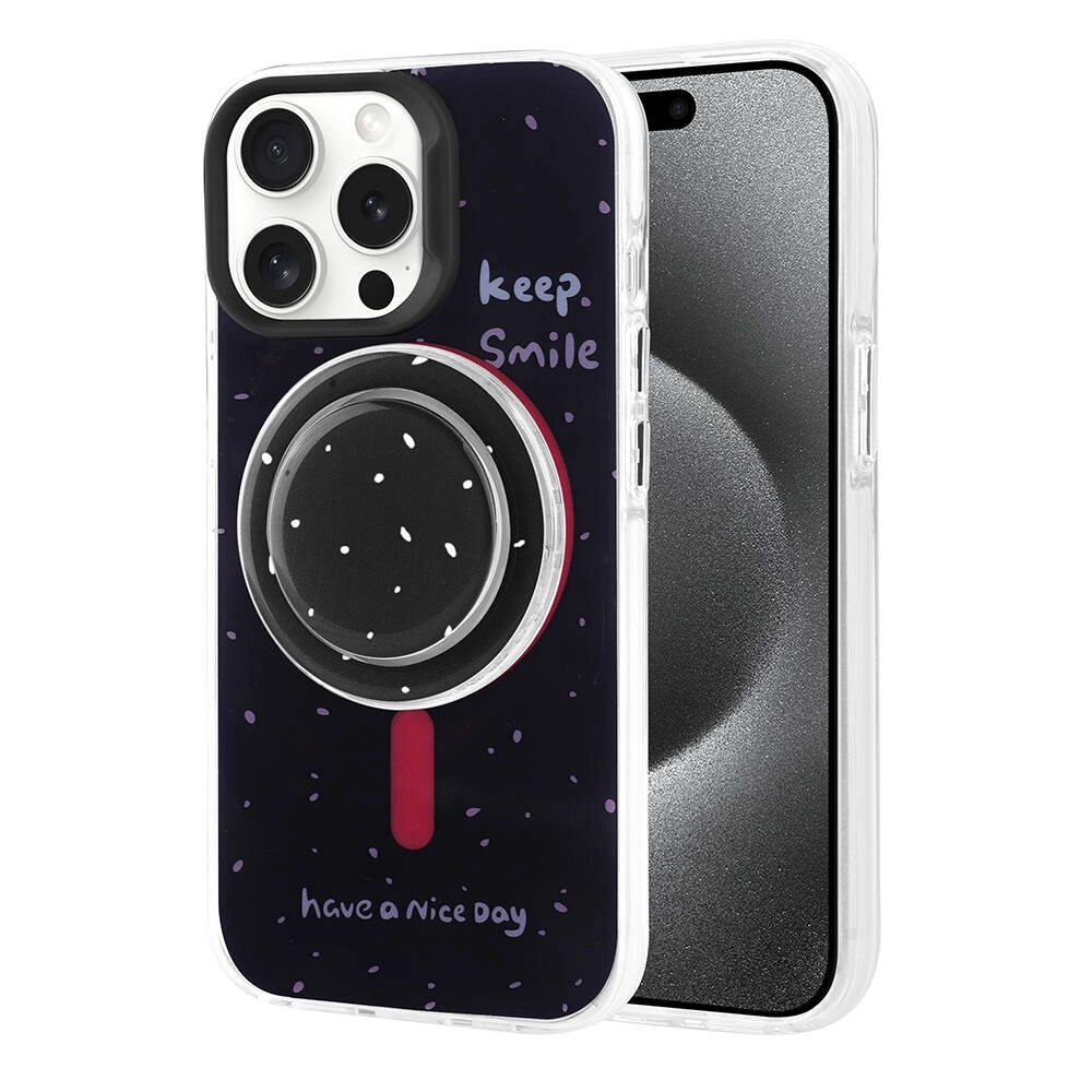 iPhone Uyumlu 15 Pro Max Kılıf M-safe Şarj Özellikli Tak-Çıkar Pop Soketli Zore Tiktok Kapak