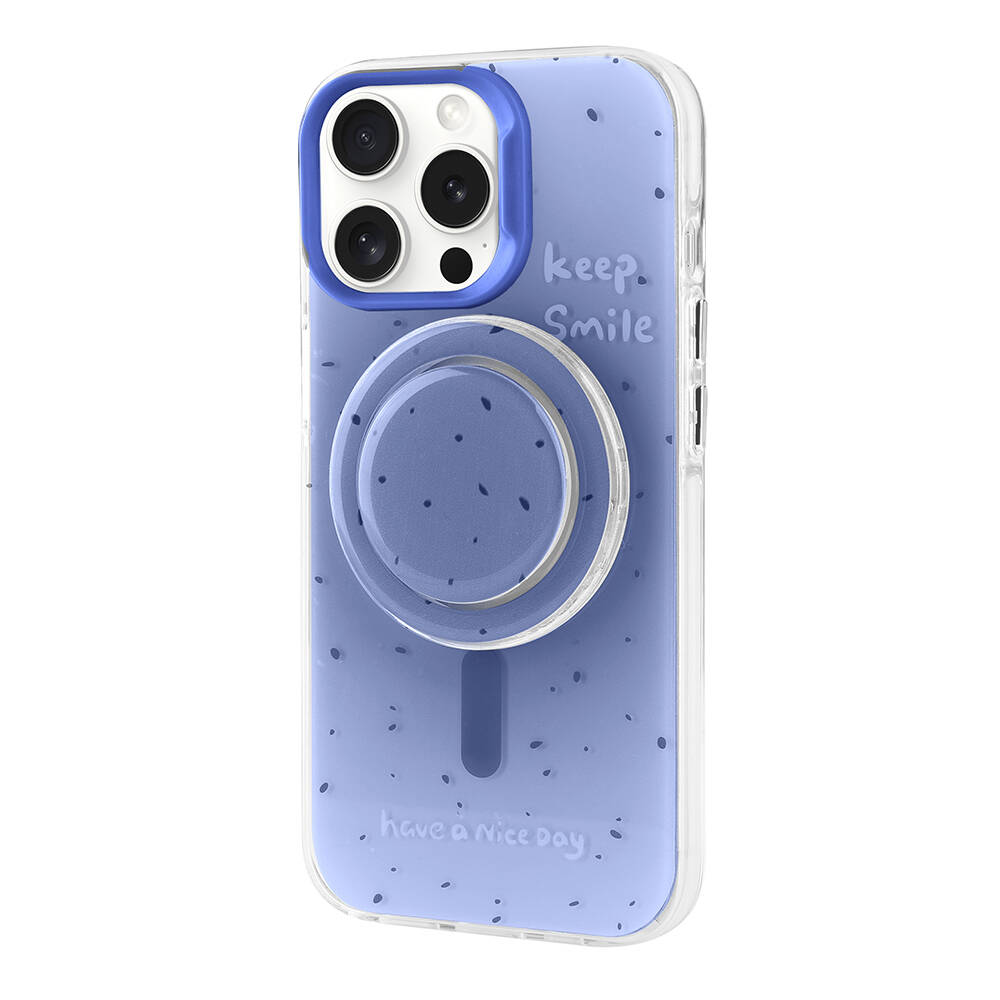 iPhone Uyumlu 15 Pro Max Kılıf M-safe Şarj Özellikli Tak-Çıkar Pop Soketli Zore Tiktok Kapak-Mavi
