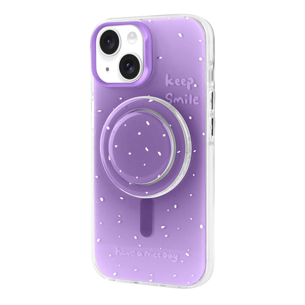 iPhone Uyumlu 13 Kılıf M-safe Şarj Özellikli Tak-Çıkar Pop Soketli Zore Tiktok Kapak-Mor