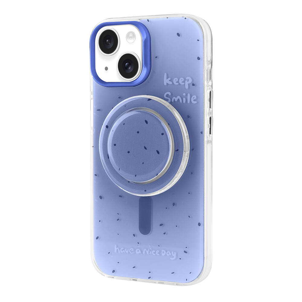 iPhone Uyumlu 14 Kılıf M-safe Şarj Özellikli Tak-Çıkar Pop Soketli Zore Tiktok Kapak-Mavi