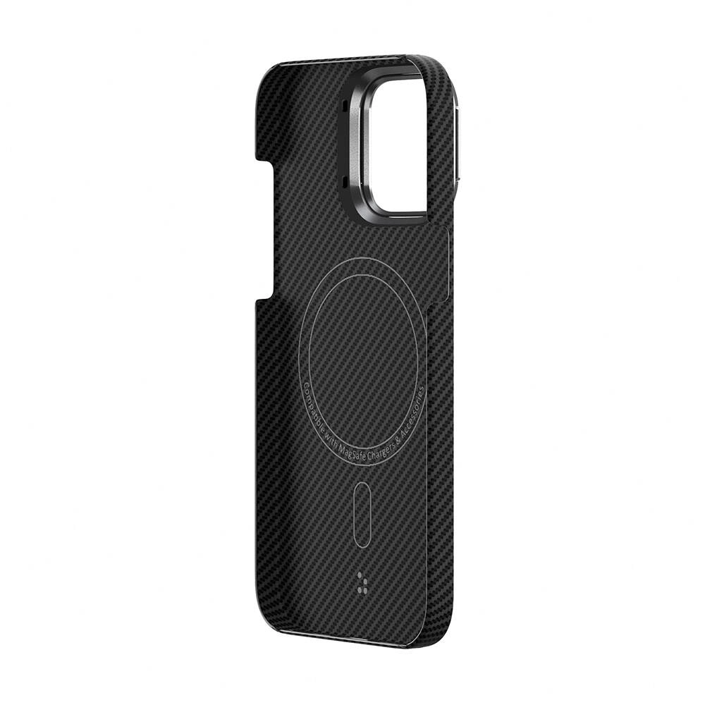 iPhone Uyumlu 15 Pro Max Kılıf M-safe Şarj Özellikli 600D Zore Krek Karbon Standlı Kapak