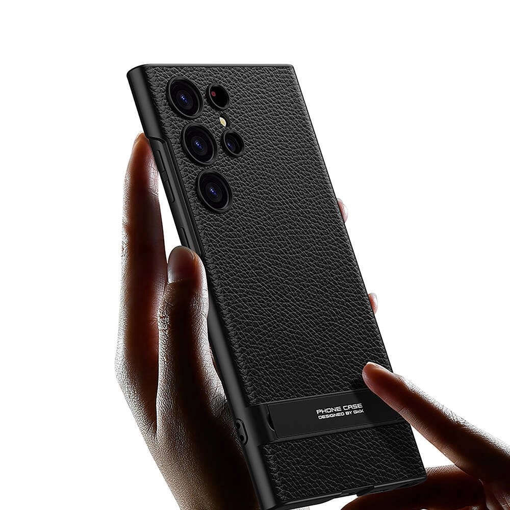 Galaxy Uyumlu S24 Ultra Kılıf Zore Kamera Korumalı Leather Dikey Standlı Ays Kapak
