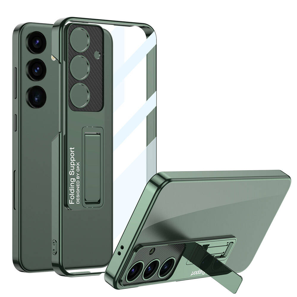 Galaxy Uyumlu S24 Plus Kılıf Kamera Korumalı Şeffaf Tasarımlı Zore Lego Standlı Kapak-Yeşil