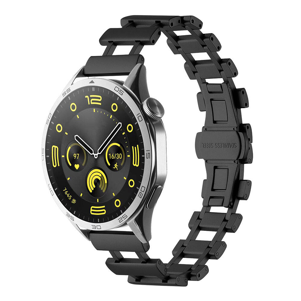 Xiaomi Uyumlu  Amazfit Pace Zore KRD-96 22mm Metal Kordon-Siyah