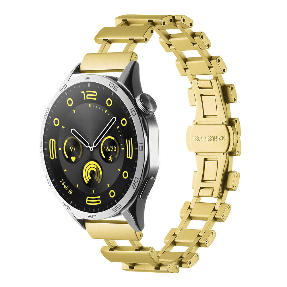 Huawei Uyumlu Honor Magic 2 46mm Zore KRD-96 22mm Metal Kordon-Gold