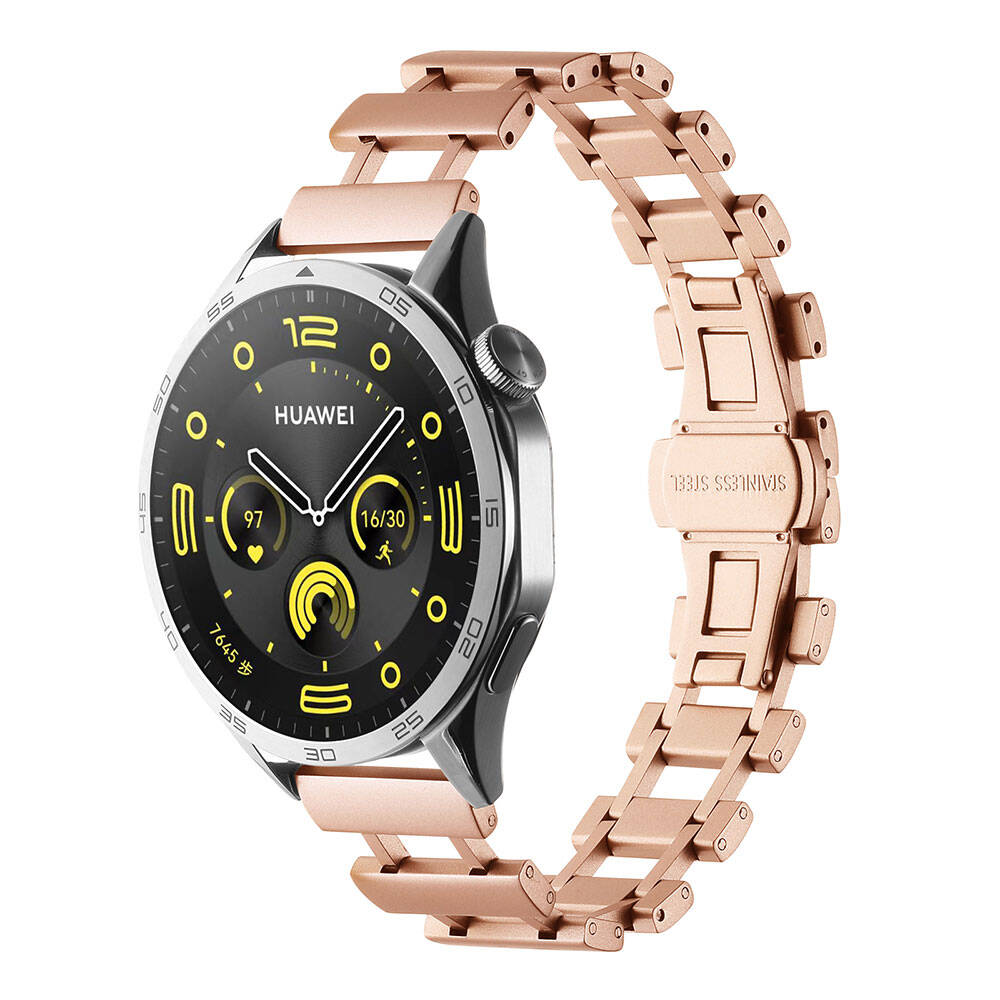 Huawei Uyumlu Honor Magic 2 46mm Zore KRD-96 22mm Metal Kordon-Rose gold