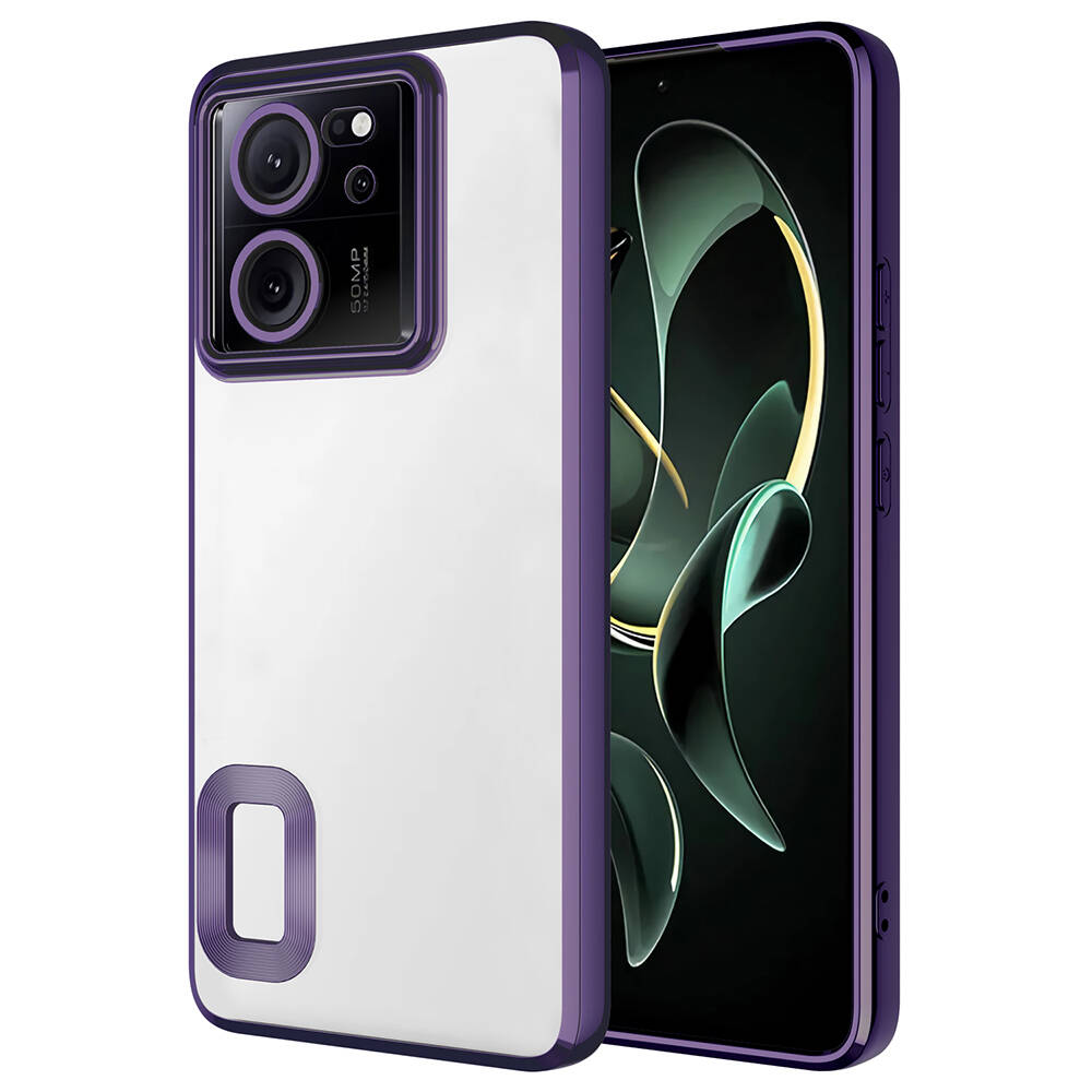 Xiaomi Uyumlu  Mi 13T Kılıf Kamera Korumalı Logo Gösteren Zore Omega Kapak-Derin mor