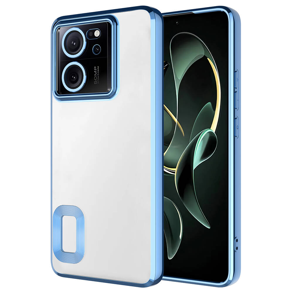Xiaomi Uyumlu  Mi 13T Kılıf Kamera Korumalı Logo Gösteren Zore Omega Kapak-Sierra mavi