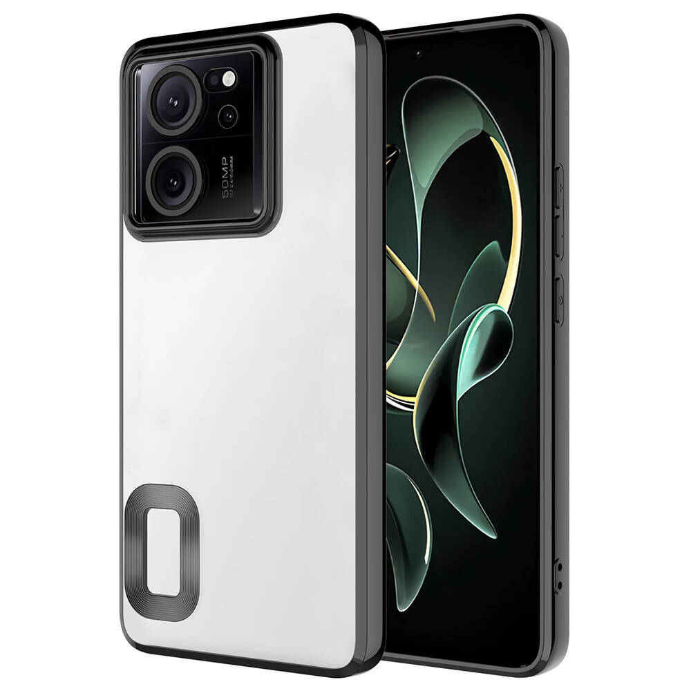 Xiaomi Uyumlu  Mi 13T Kılıf Kamera Korumalı Logo Gösteren Zore Omega Kapak-Siyah