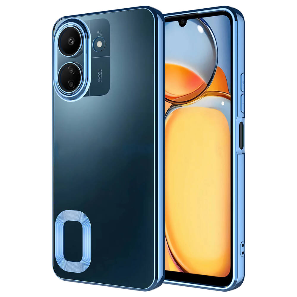 Xiaomi Uyumlu  Redmi 13C Kılıf Kamera Korumalı Logo Gösteren Zore Omega Kapak-Sierra mavi