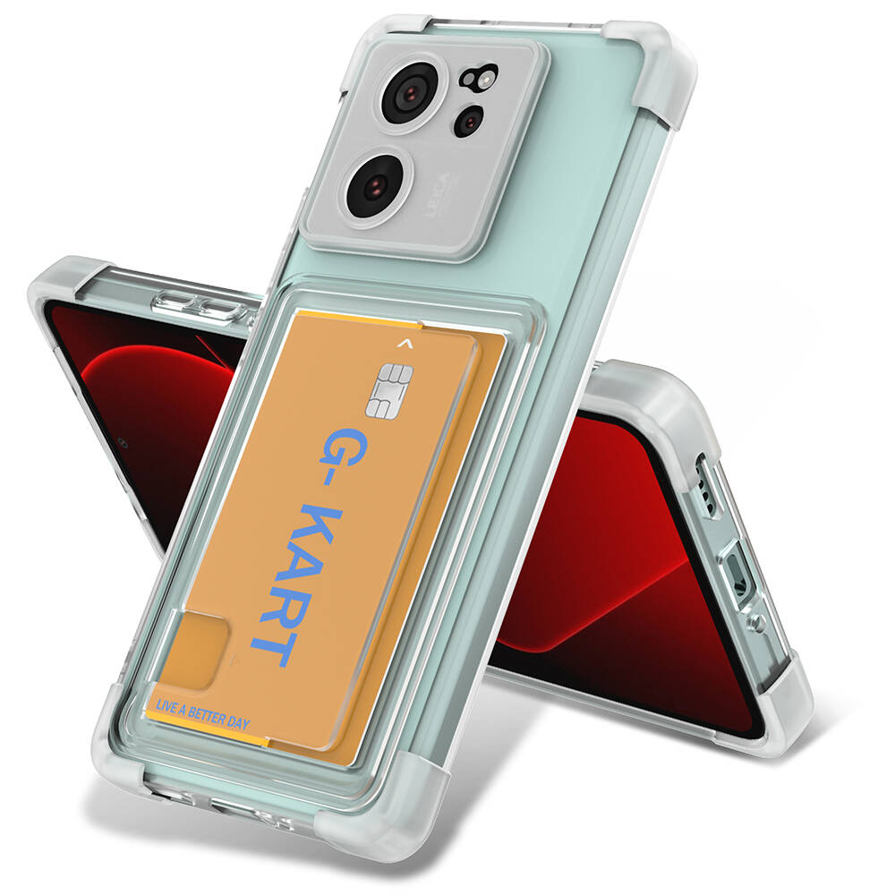 Xiaomi Uyumlu  Mi 13T Kılıf Airbag Tasarımlı Şeffaf Kartlıklı Zore G-Kart Kapak