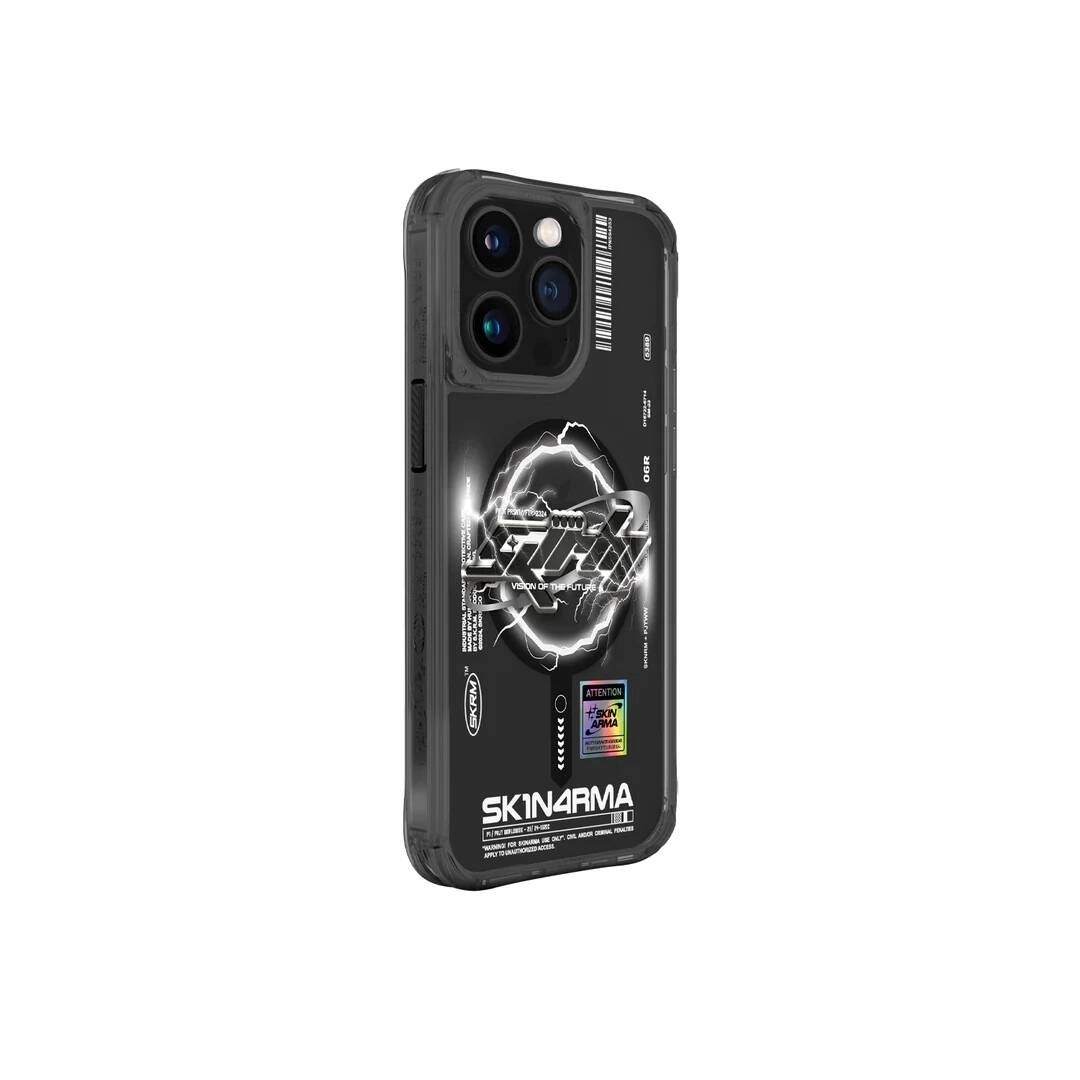 iPhone Uyumlu 15 Pro Max Kılıf M-safe Şarj Özellikli Yazı Desenli SkinArma Bolt Kapak