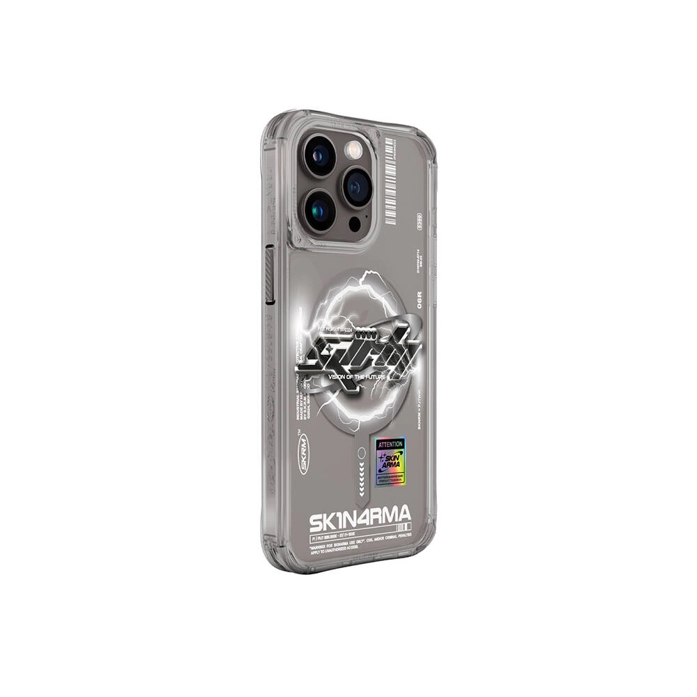 iPhone Uyumlu 15 Pro Max Kılıf M-safe Şarj Özellikli Yazı Desenli SkinArma Bolt Kapak