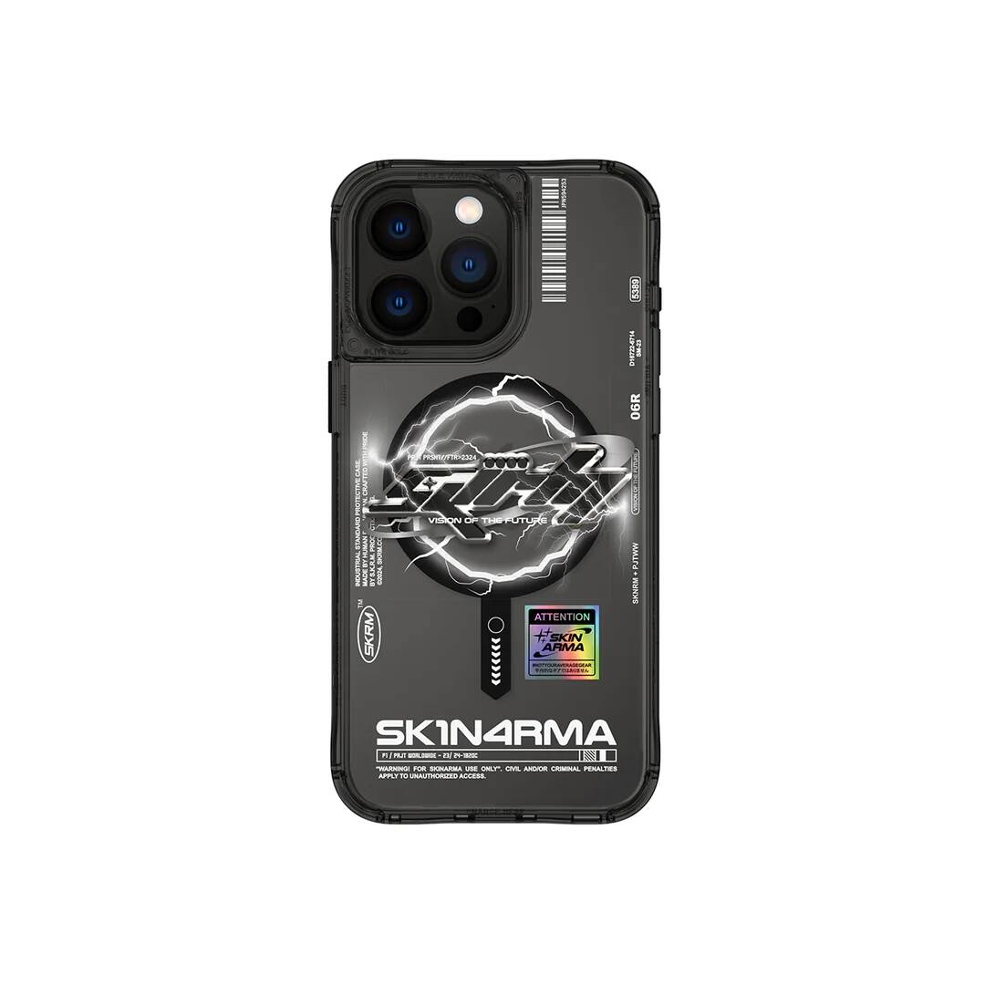 iPhone Uyumlu 15 Pro Max Kılıf M-safe Şarj Özellikli Yazı Desenli SkinArma Bolt Kapak