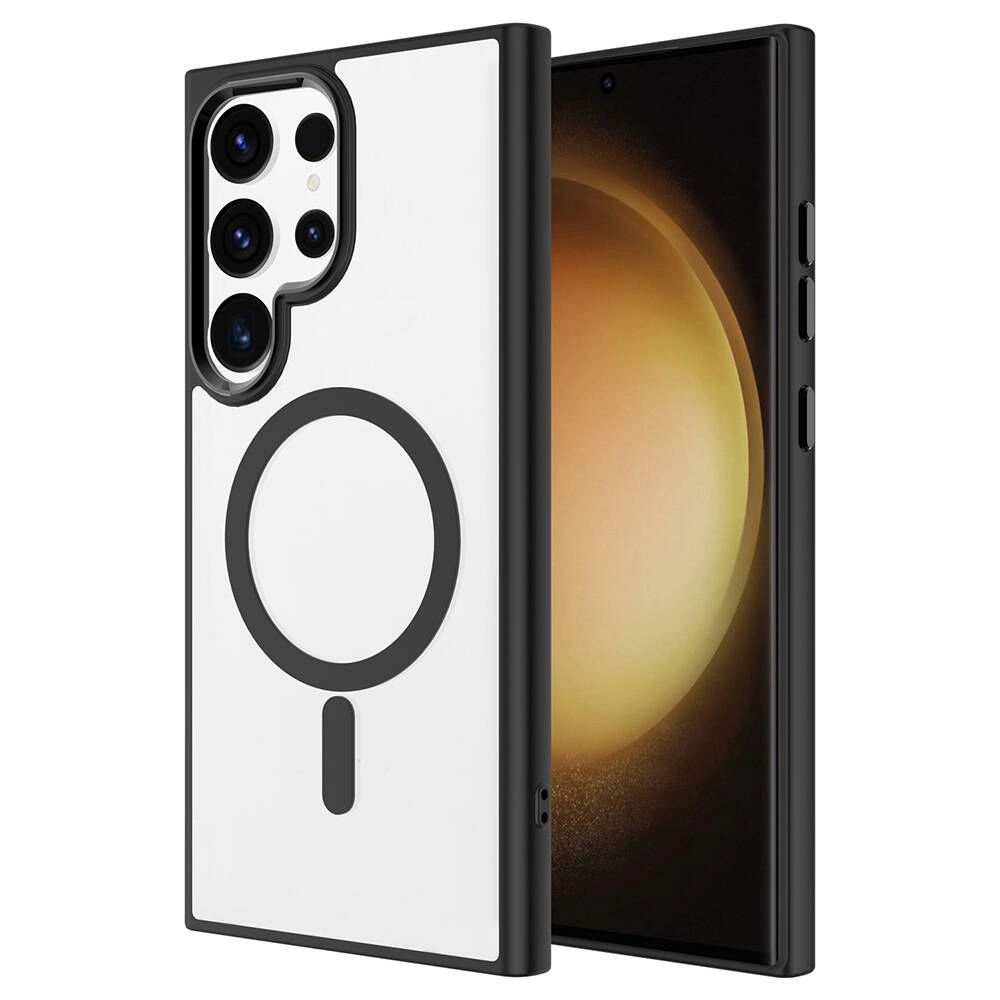 Galaxy Uyumlu S24 Ultra Kılıf M-safe Şarj Özellikli Zore Krom M-safe Silikon Kapak