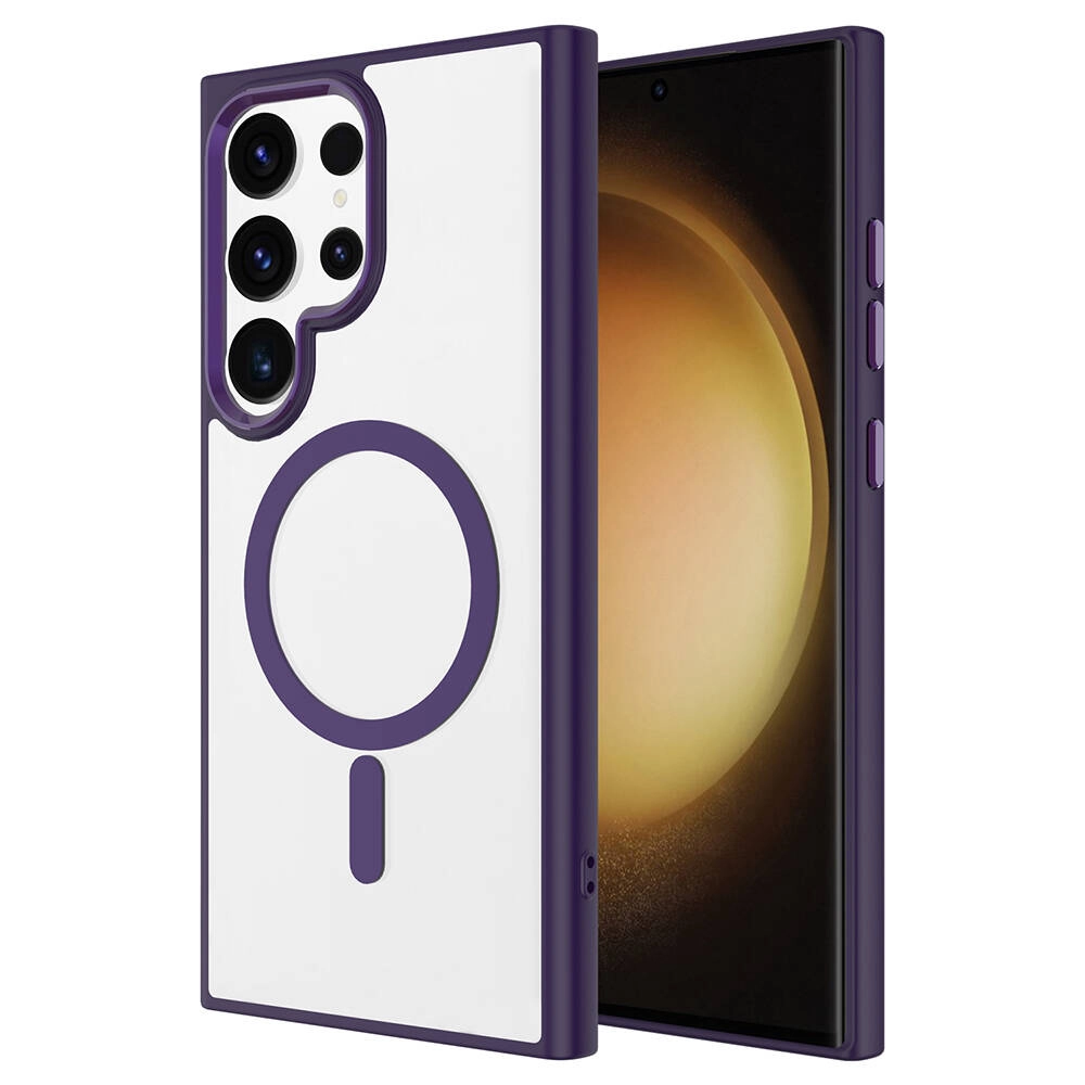 Galaxy Uyumlu S24 Ultra Kılıf M-safe Şarj Özellikli Zore Krom M-safe Silikon Kapak