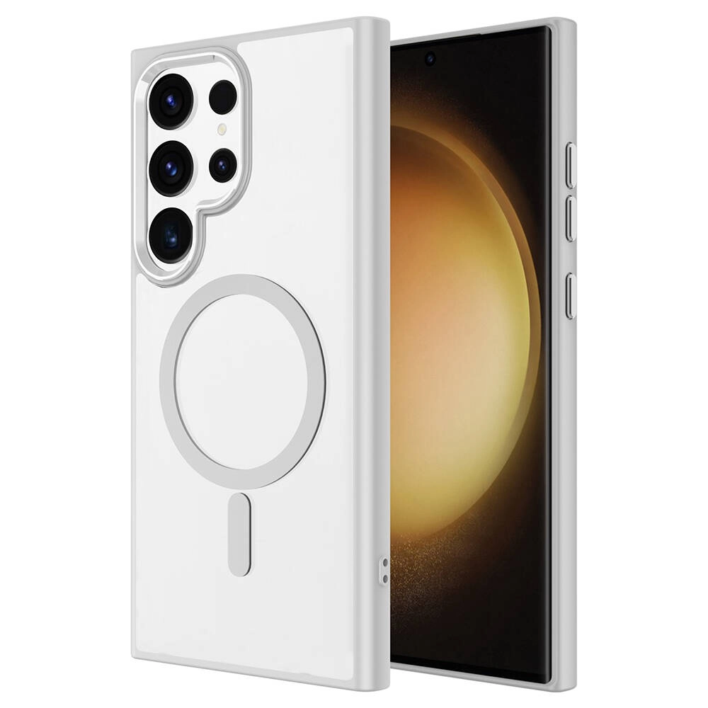 Galaxy Uyumlu S24 Ultra Kılıf M-safe Şarj Özellikli Zore Krom M-safe Silikon Kapak