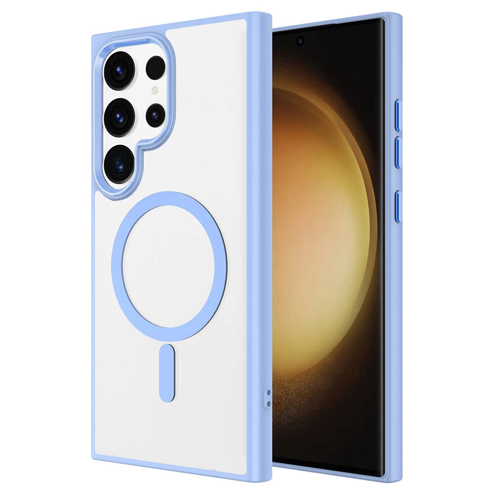 Galaxy Uyumlu S24 Ultra Kılıf M-safe Şarj Özellikli Zore Krom M-safe Silikon Kapak