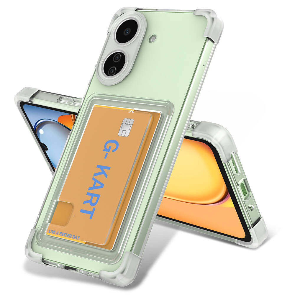 Xiaomi Uyumlu  Redmi 13C Kılıf Airbag Tasarımlı Şeffaf Kartlıklı Zore G-Kart Kapak