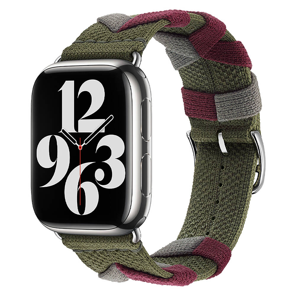 Watch 42mm Zore KRD-97 Sarmal Örgü Tasarımlı Kordon-Haki