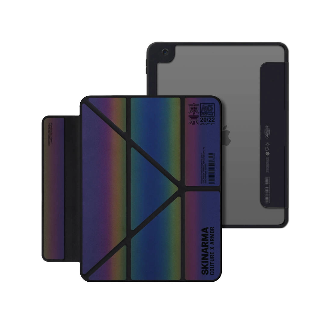 iPad Uyumlu 10.2 2021 (9.Nesil) Kılıf SkinArma Holografik Tasarımlı Standlı Deri Görünümlü Kira Kobai Kapak