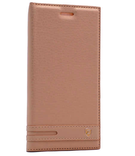 LG K10 2017 Kılıf Zore Elite Kapaklı Kılıf-Gold