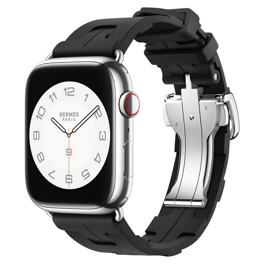 Watch 44mm Spor Görünümlü Zore KRD-94 Silikon Kordon-Siyah