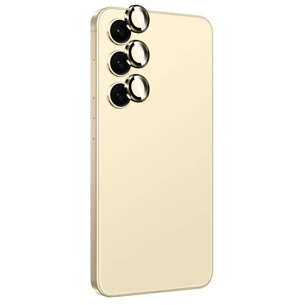 Galaxy Uyumlu S24 Plus Zore Titanium Premium Temperli Kamera Lens Koruyucu-Sarı