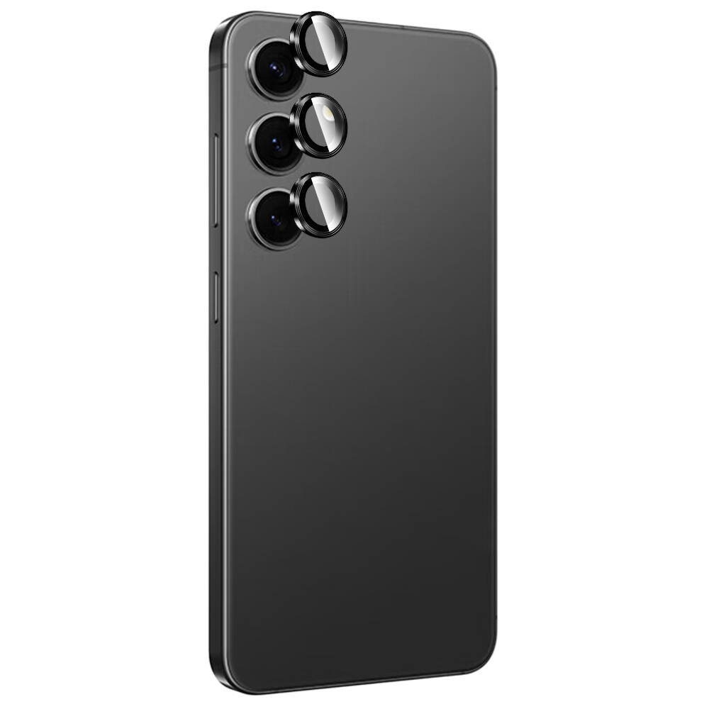 Galaxy Uyumlu S24 Plus Zore Titanium Premium Temperli Kamera Lens Koruyucu-Siyah