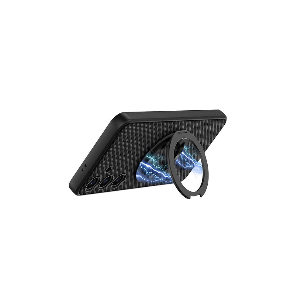 Galaxy Uyumlu S24 Wireless Şarj Özellikli Zore Kıpta Standlı M-safe Silikon Kapak