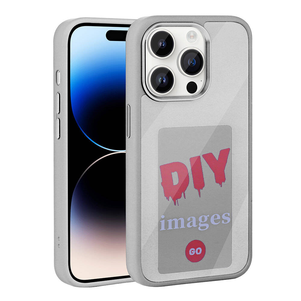iPhone Uyumlu 14 Pro Kılıf Ekranı Yansıtan Zore Akıllı NFC Kapak-Gri