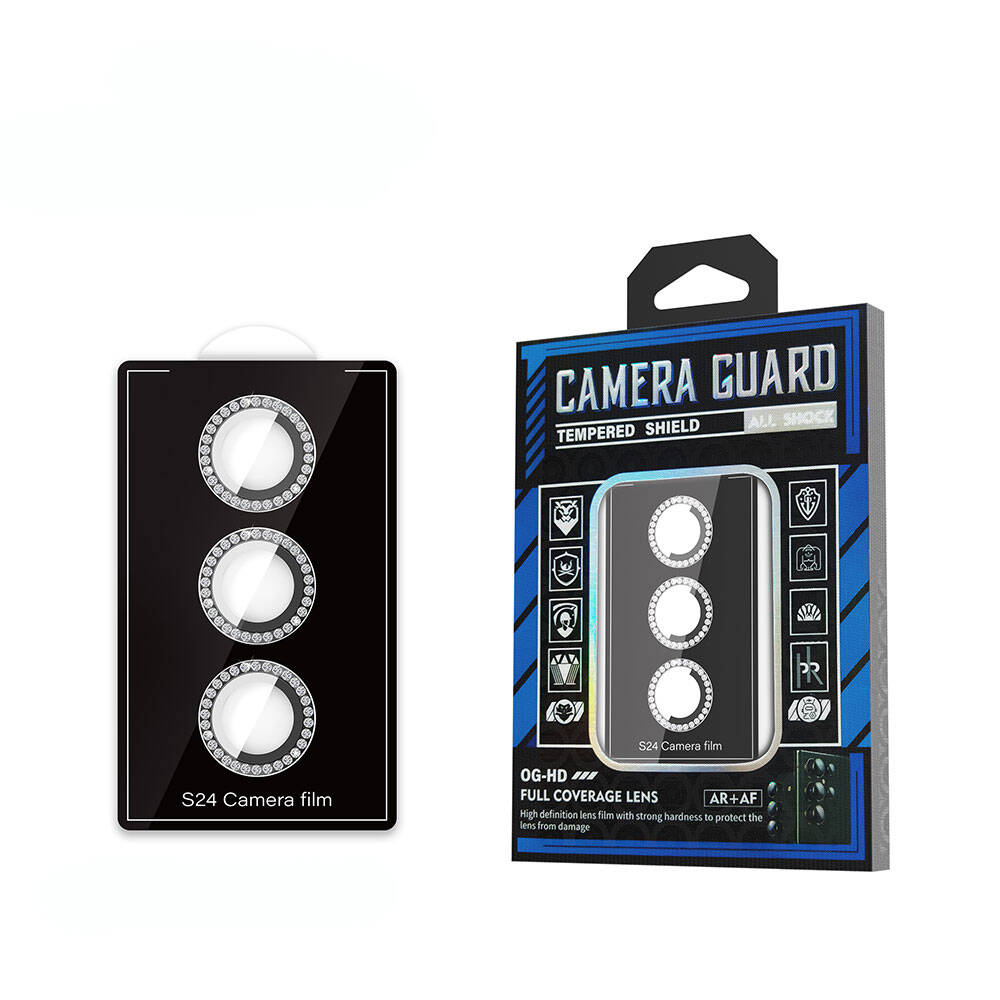 Galaxy Uyumlu S24 Zore Diamond Kamera Lens Koruyucu Cam Filmi-Siyah