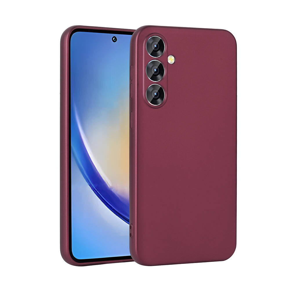 Galaxy Uyumlu A35 Kılıf Zore Premier Silikon Kapak-Mürdüm