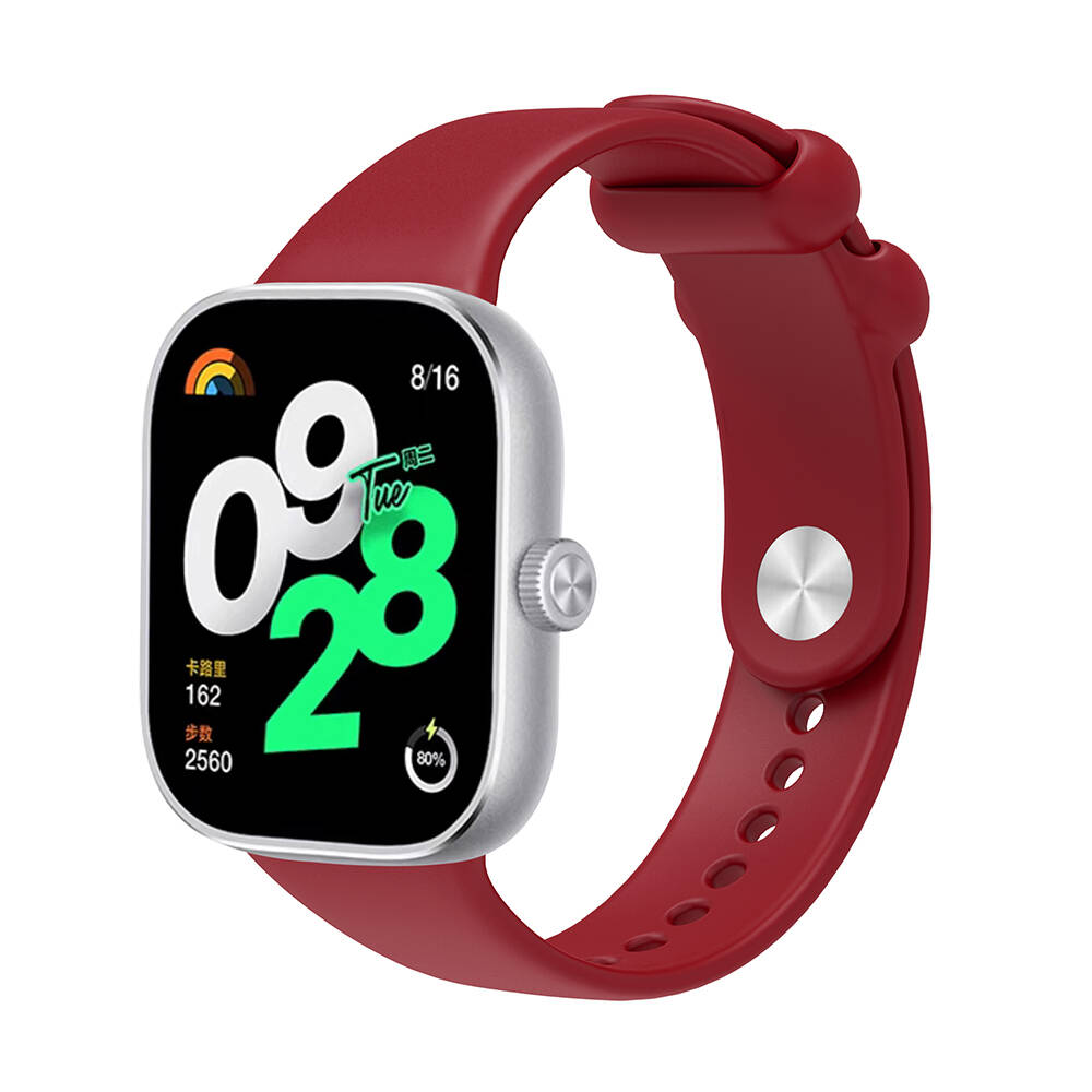 Xiaomi Uyumlu  Redmi Watch 4 Zore KRD-109 Silikon Kordon-Koyu kırmızı
