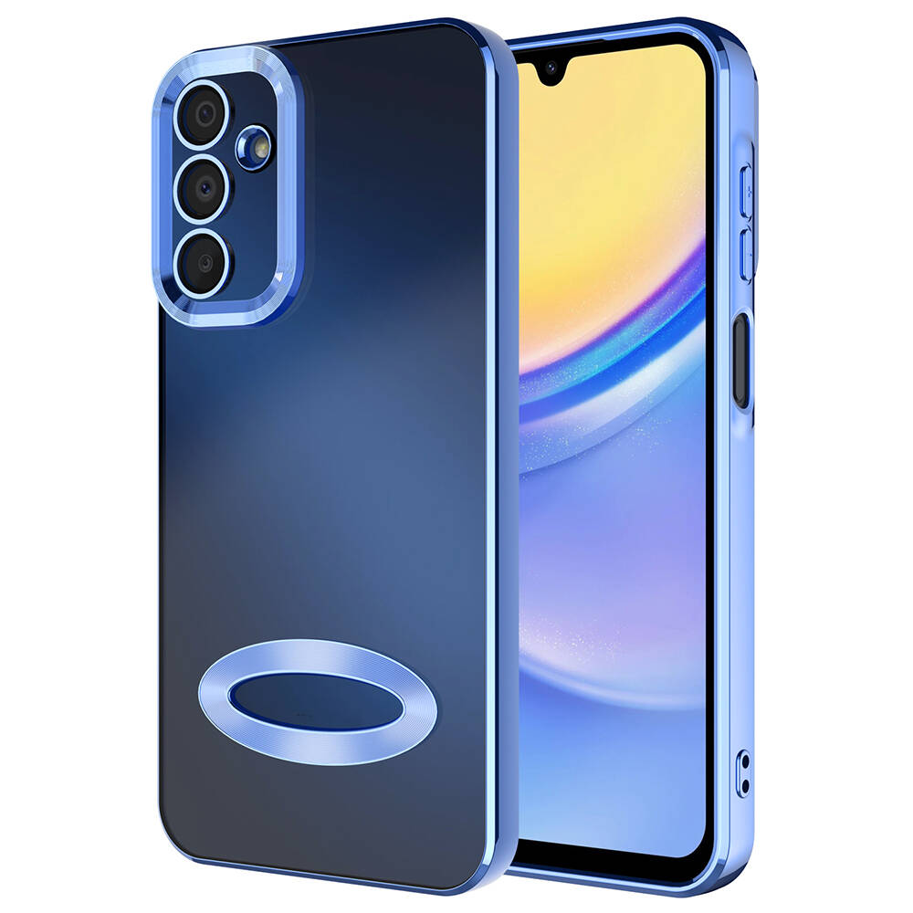 Galaxy Uyumlu A15 Kılıf Kamera Korumalı Logo Gösteren Zore Omega Kapak-Sierra mavi