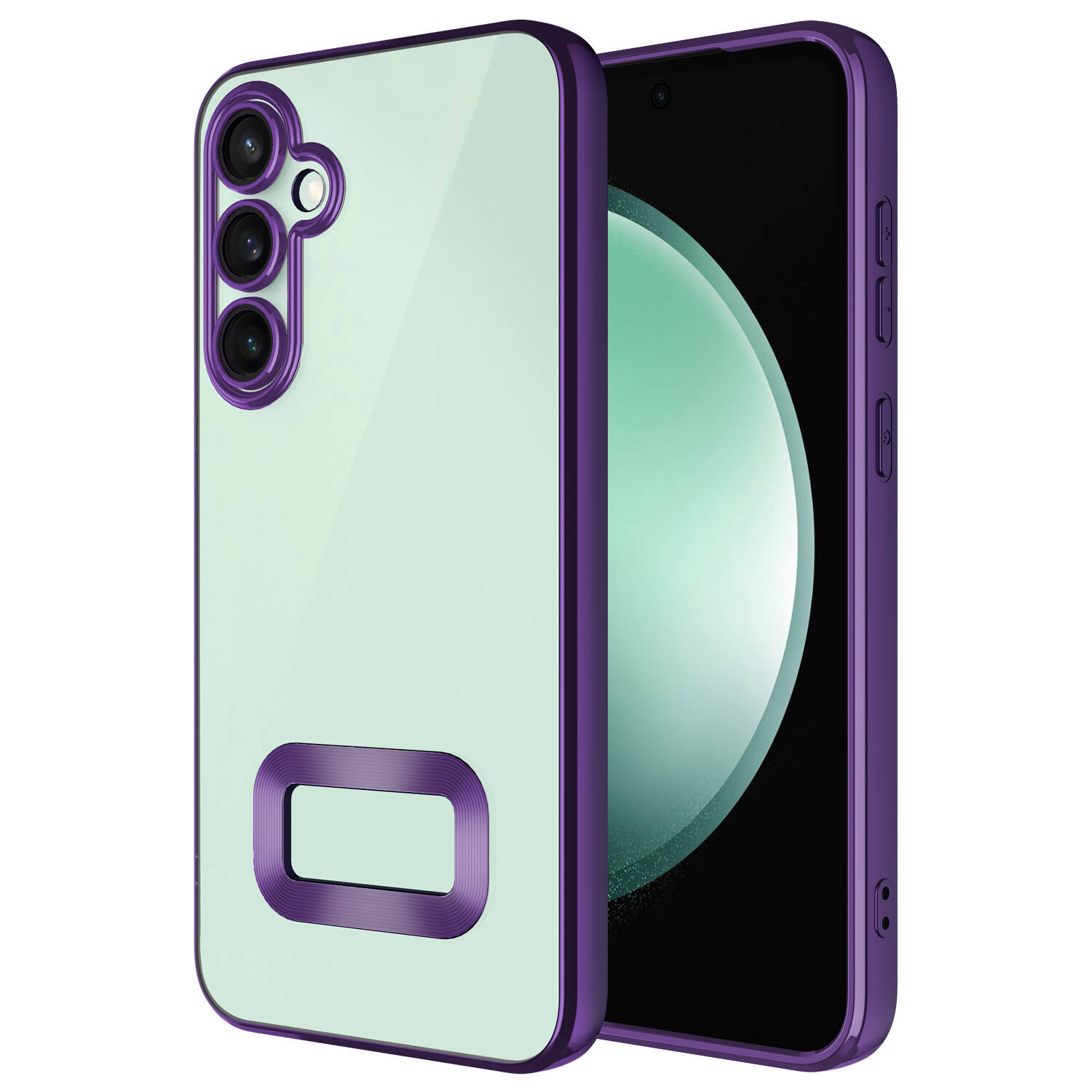 Galaxy Uyumlu A55 Kılıf Kamera Korumalı Logo Gösteren Zore Omega Kapak-Derin mor