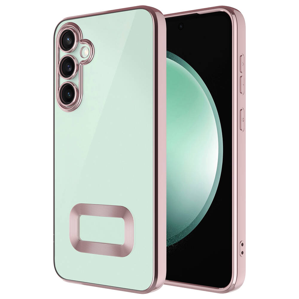 Galaxy Uyumlu A55 Kılıf Kamera Korumalı Logo Gösteren Zore Omega Kapak-Rose gold