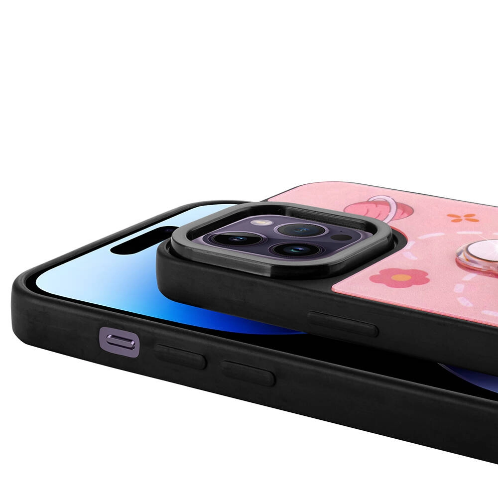 iPhone Uyumlu 14 Pro Kılıf Parlayan Kabartmalı İkonik Figürlü Zore Amas Silikon Kapak