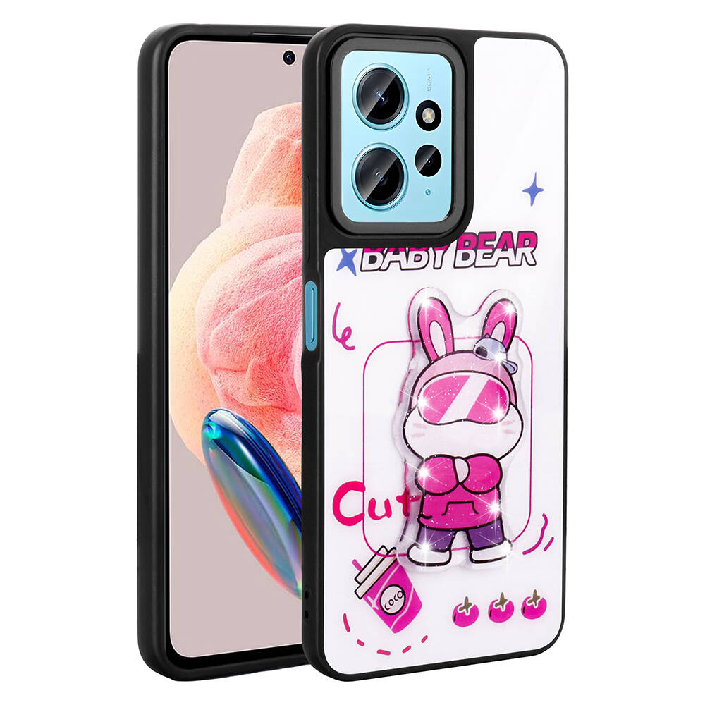 Xiaomi Uyumlu  Redmi Note 12 4G Kılıf Parlayan Kabartmalı İkonik Figürlü Zore Amas Silikon Kapak