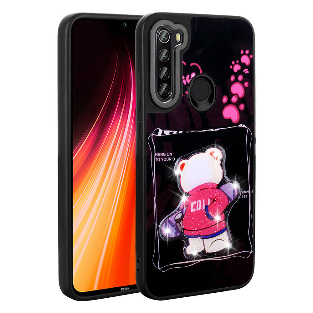 Xiaomi Uyumlu  Redmi Note 8 Kılıf Parlayan Kabartmalı İkonik Figürlü Zore Amas Silikon Kapak-Siyah
