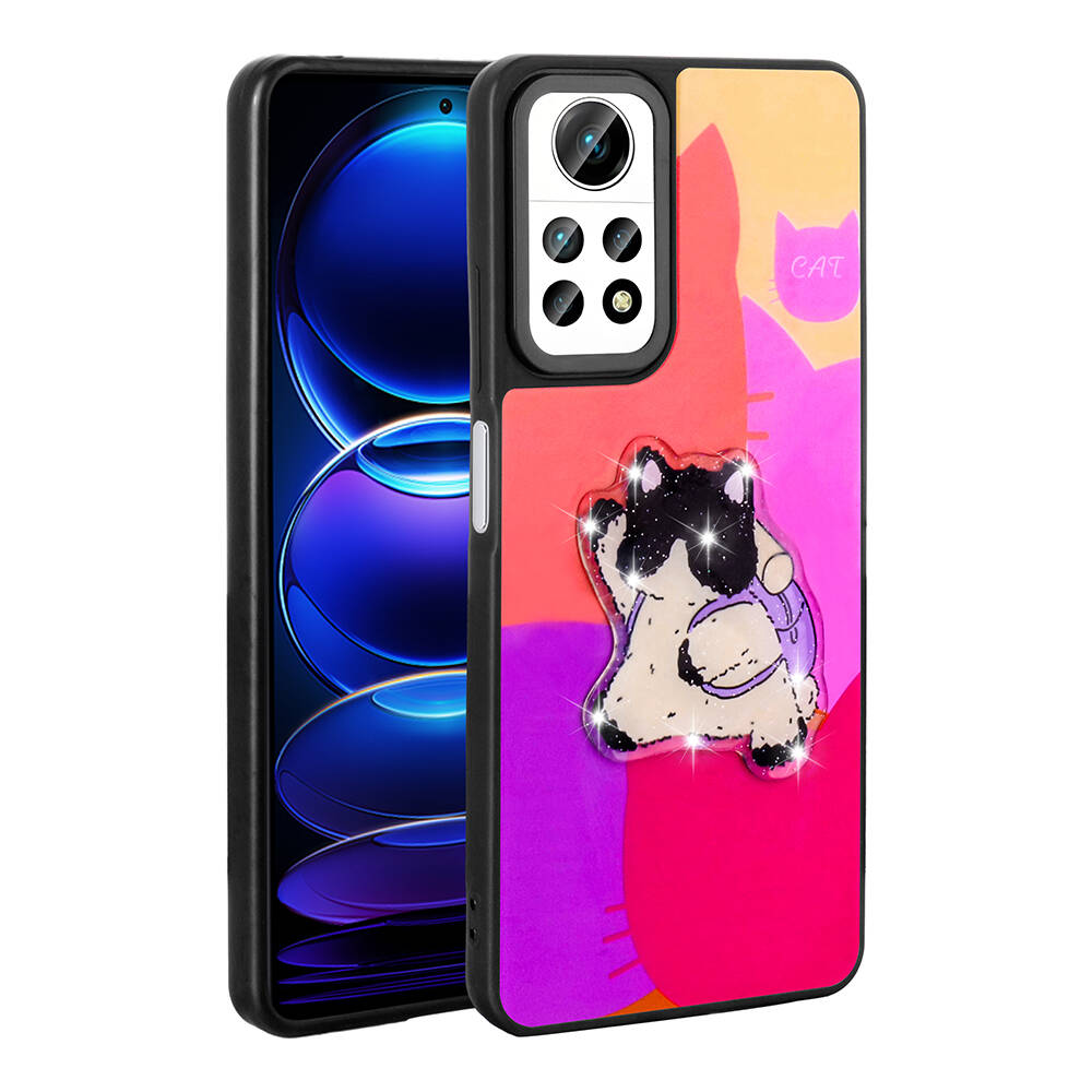 Xiaomi Uyumlu  Redmi Note 12 Pro 4G Kılıf Parlayan Kabartmalı İkonik Figürlü Zore Amas Silikon Kapak-Mor