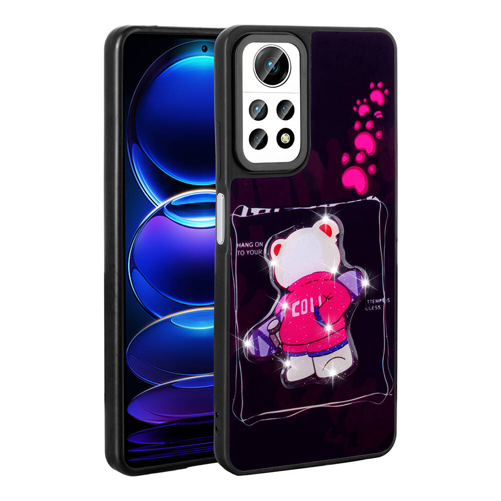 Xiaomi Uyumlu  Redmi Note 12 Pro 4G Kılıf Parlayan Kabartmalı İkonik Figürlü Zore Amas Silikon Kapak-Siyah