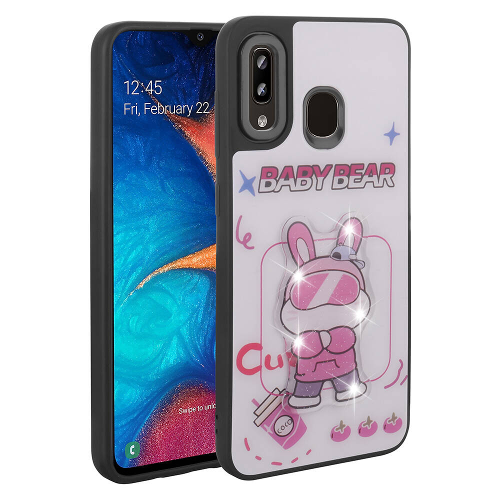 Galaxy Uyumlu A20 Kılıf Parlayan Kabartmalı İkonik Figürlü Zore Amas Silikon Kapak