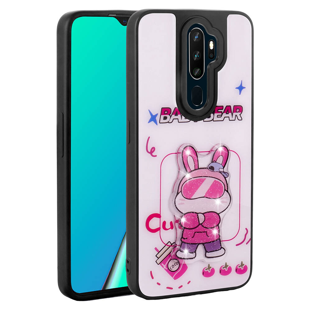 Oppo A9 2020 Kılıf Parlayan Kabartmalı İkonik Figürlü Zore Amas Silikon Kapak