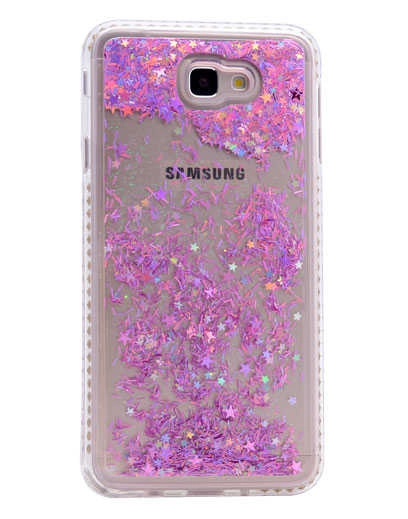 Galaxy Uyumlu J7 Prime Kılıf Zore Sıralı Taşlı Sıvılı Silikon-Mor