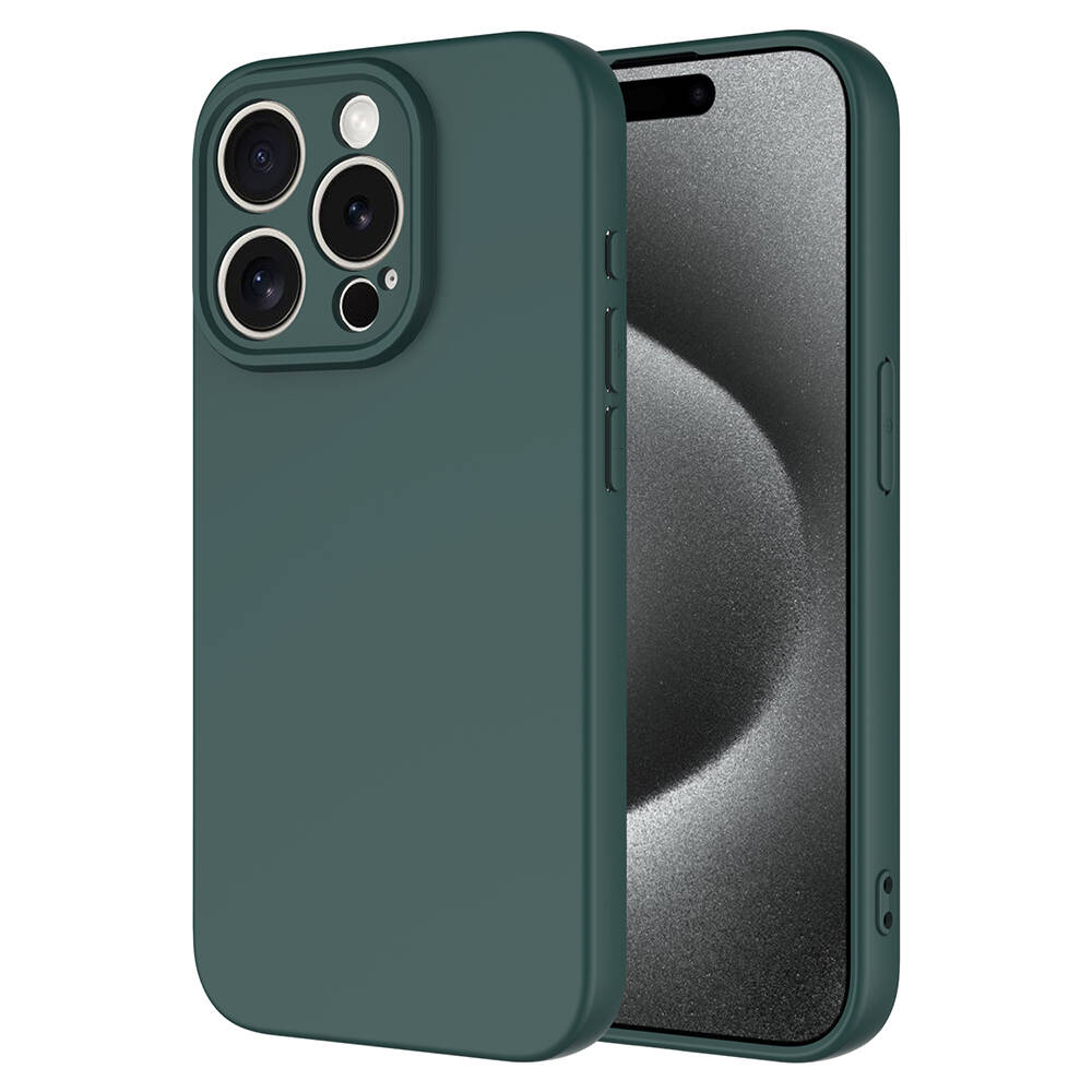 iPhone Uyumlu 15 Pro Kılıf Zore Mara Lansman Kapak-Koyu yeşil