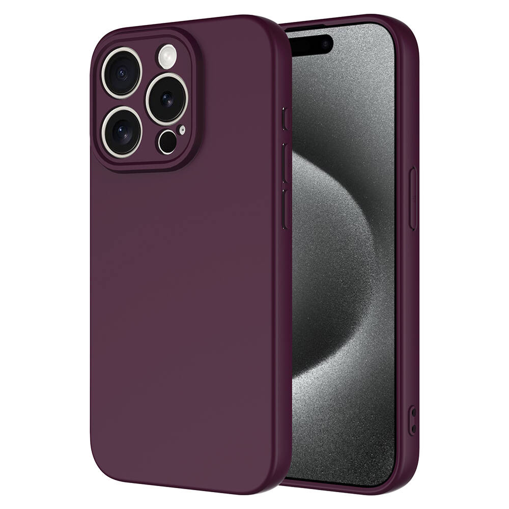iPhone Uyumlu 15 Pro Max Kılıf Zore Mara Lansman Kapak-Koyu mor