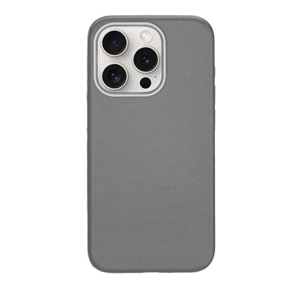 iPhone Uyumlu 14 Pro Max Kılıf M-safe Şarj Özellikli PU Deri Zore Adora Kapak-Koyu gri