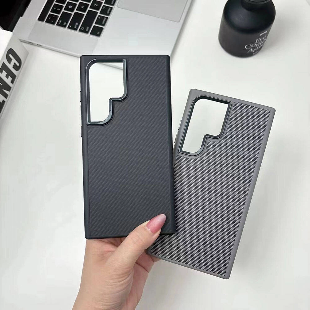 Galaxy Uyumlu S24 Ultra Kılıf M-safe Şarj Özellikli Karbon Fiber Görünümlü Zore Troy Kapak